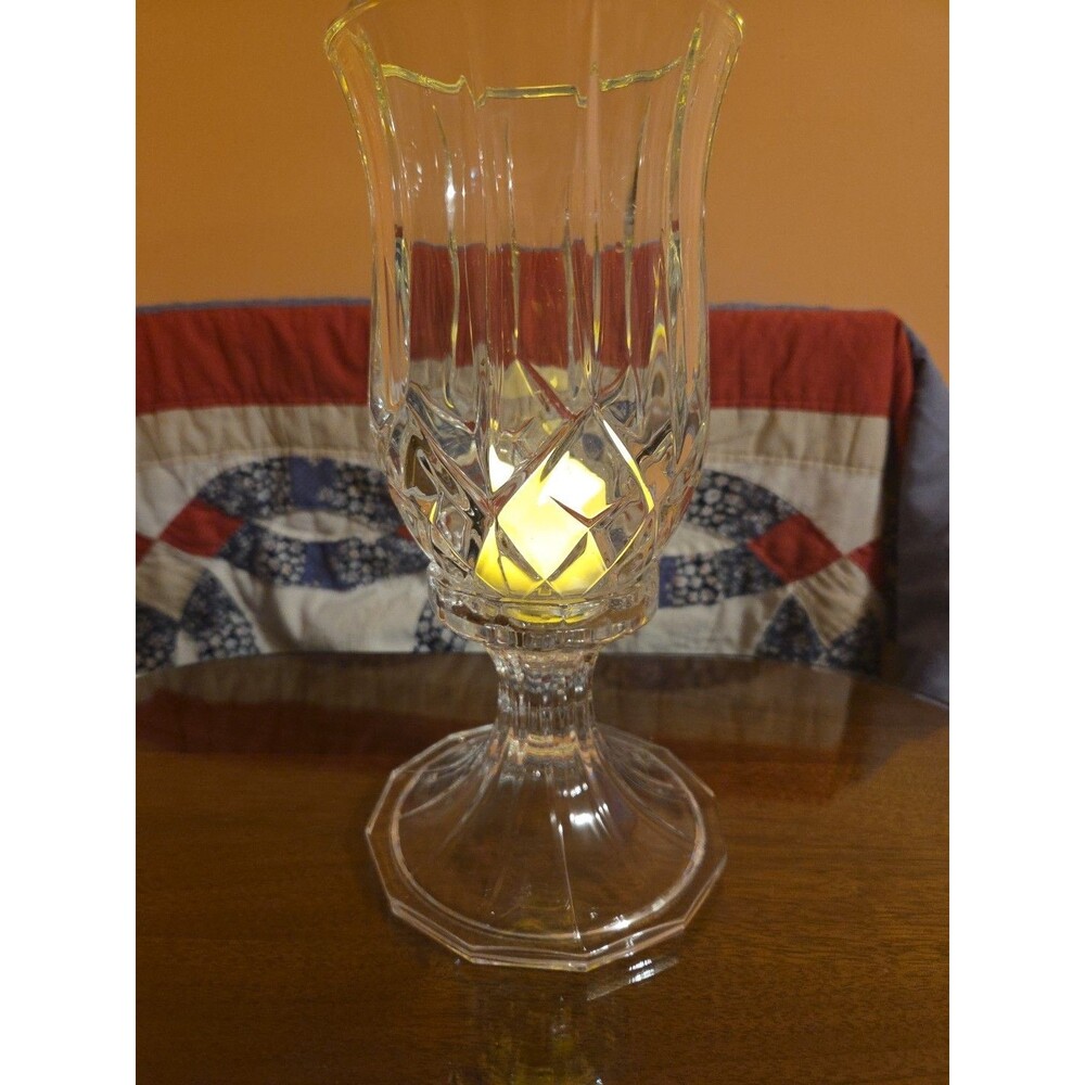 Vintage Lead Crystal Hurricane Candle Holder 2 Pieces 8.5 Inches Tall
